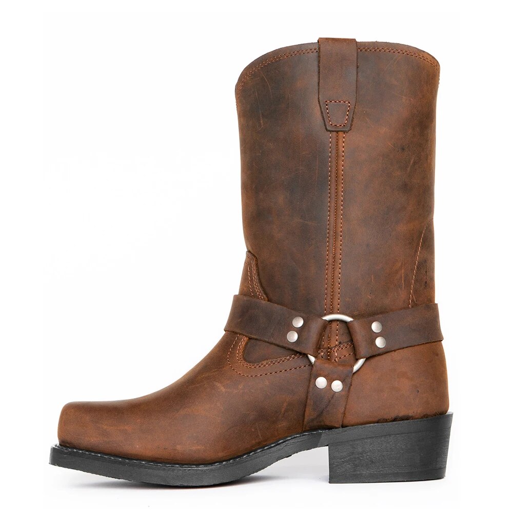 Rugged Western Boots Mid Calf Style - Luxivelle