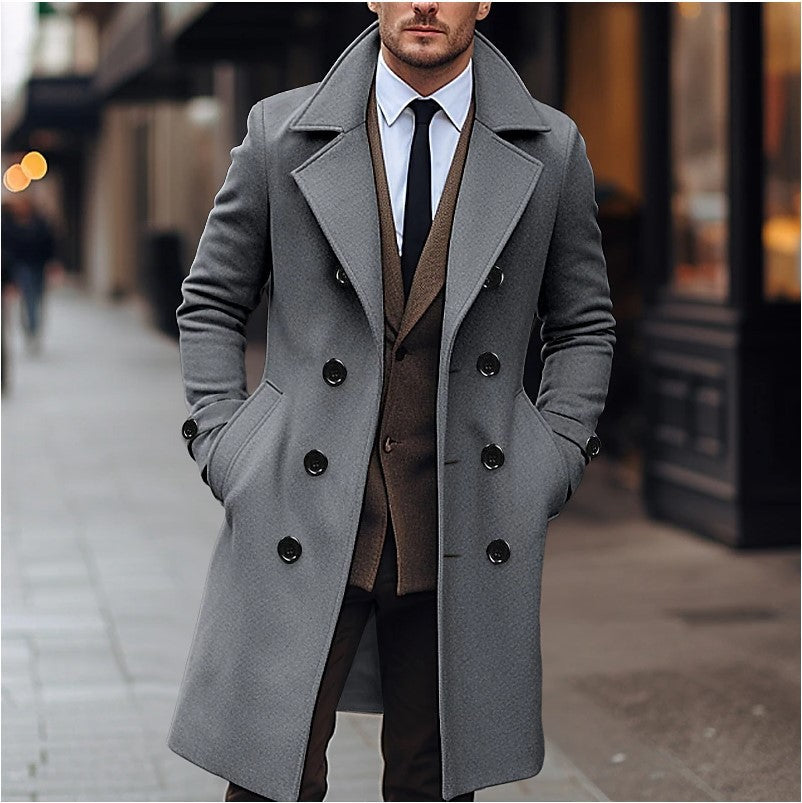 Classic Fit Mens Wool Long Coat - Luxivelle