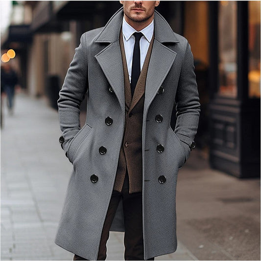 Classic Fit Mens Wool Long Coat - Luxivelle