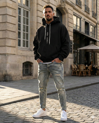 Large Graphic Men's Hooded Sweatshirt