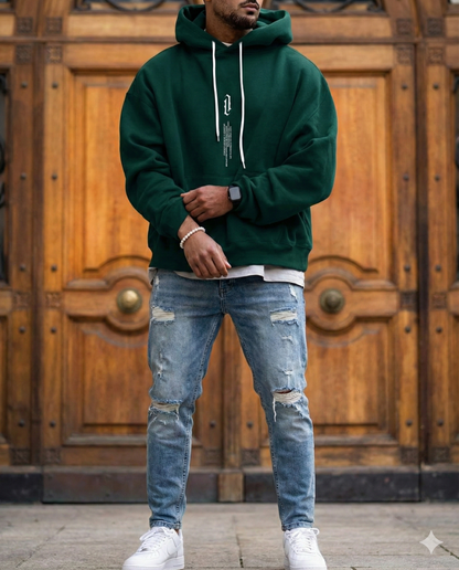 Large Graphic Men's Hooded Sweatshirt