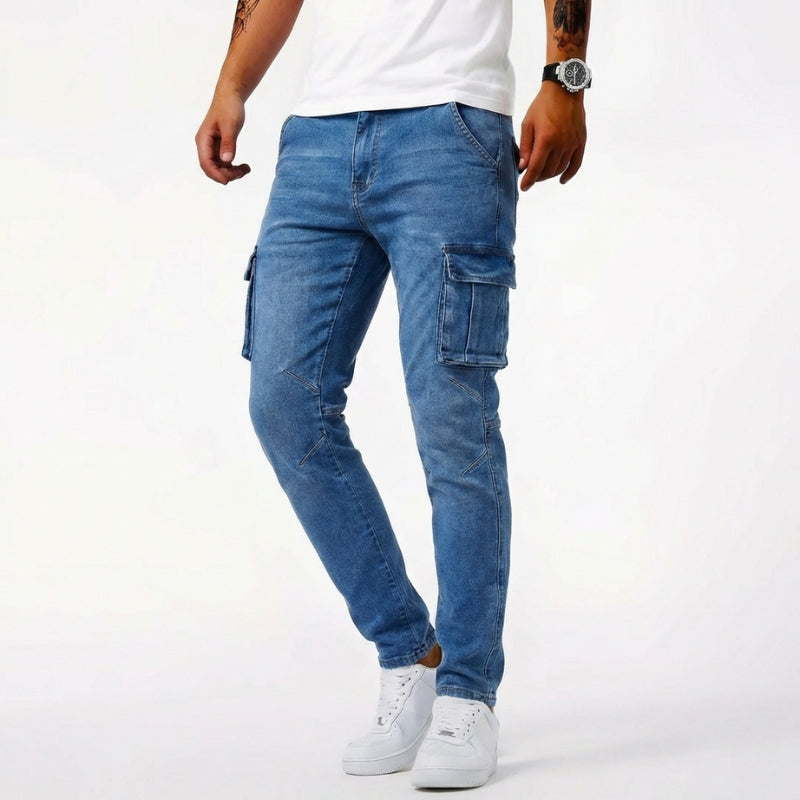 Durable Men's Work Jeans with Cargo Pockets