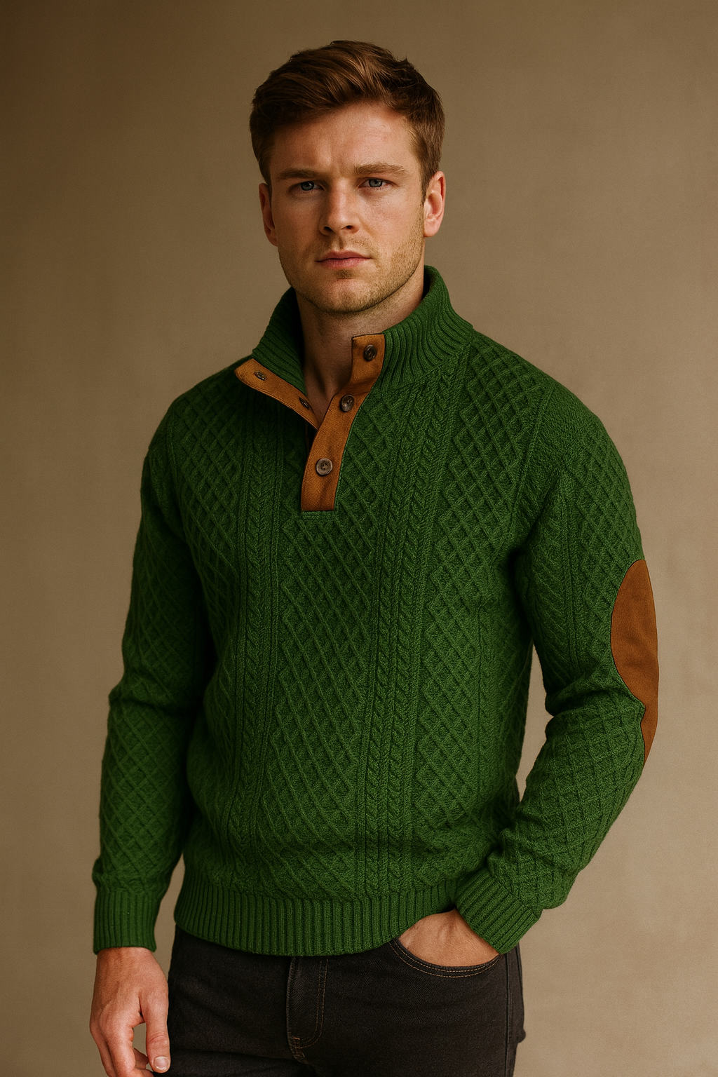 Classic Textured Crew Neck Men's Sweater