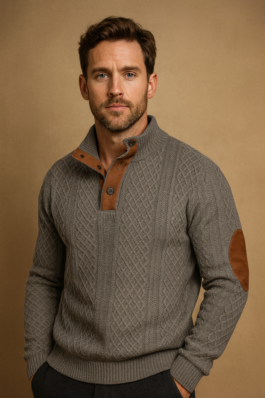 Classic Textured Crew Neck Men's Sweater