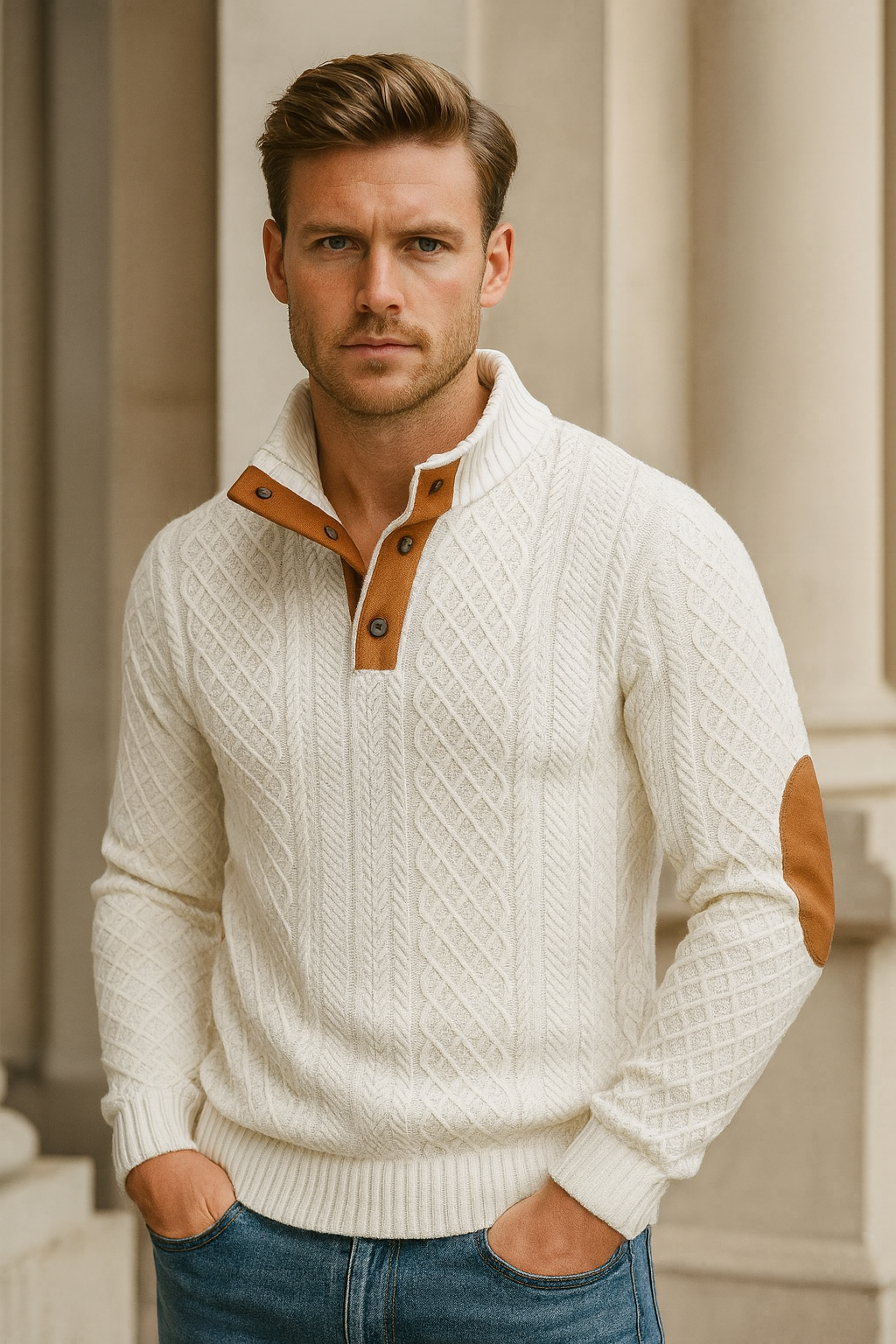 Classic Textured Crew Neck Men's Sweater - Luxivelle