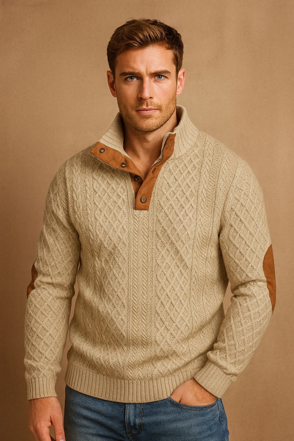 Classic Textured Crew Neck Men's Sweater