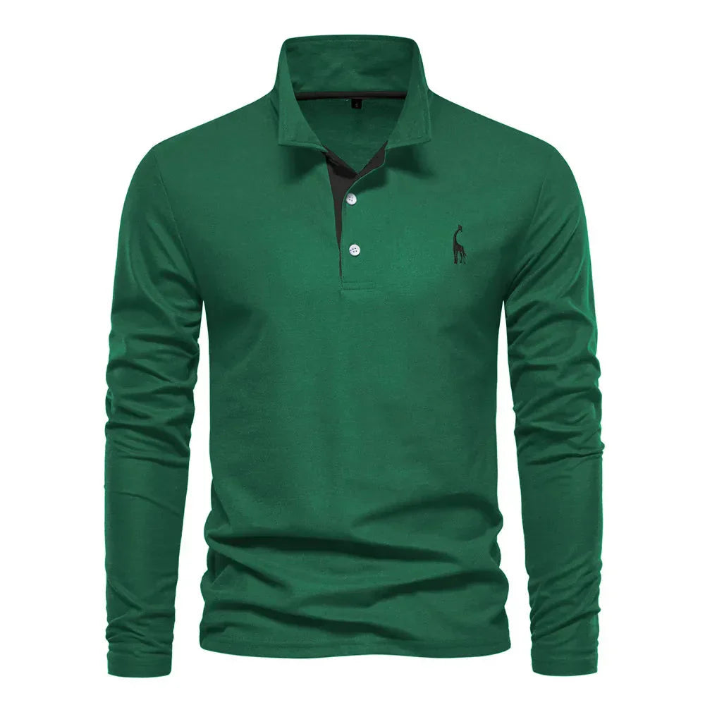 Classic Mens Long Sleeve Polo Shirt Slim Fit