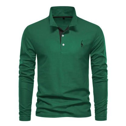 Classic Mens Long Sleeve Polo Shirt Slim Fit