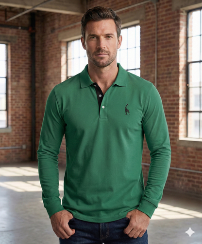 Classic Mens Long Sleeve Polo Shirt Slim Fit