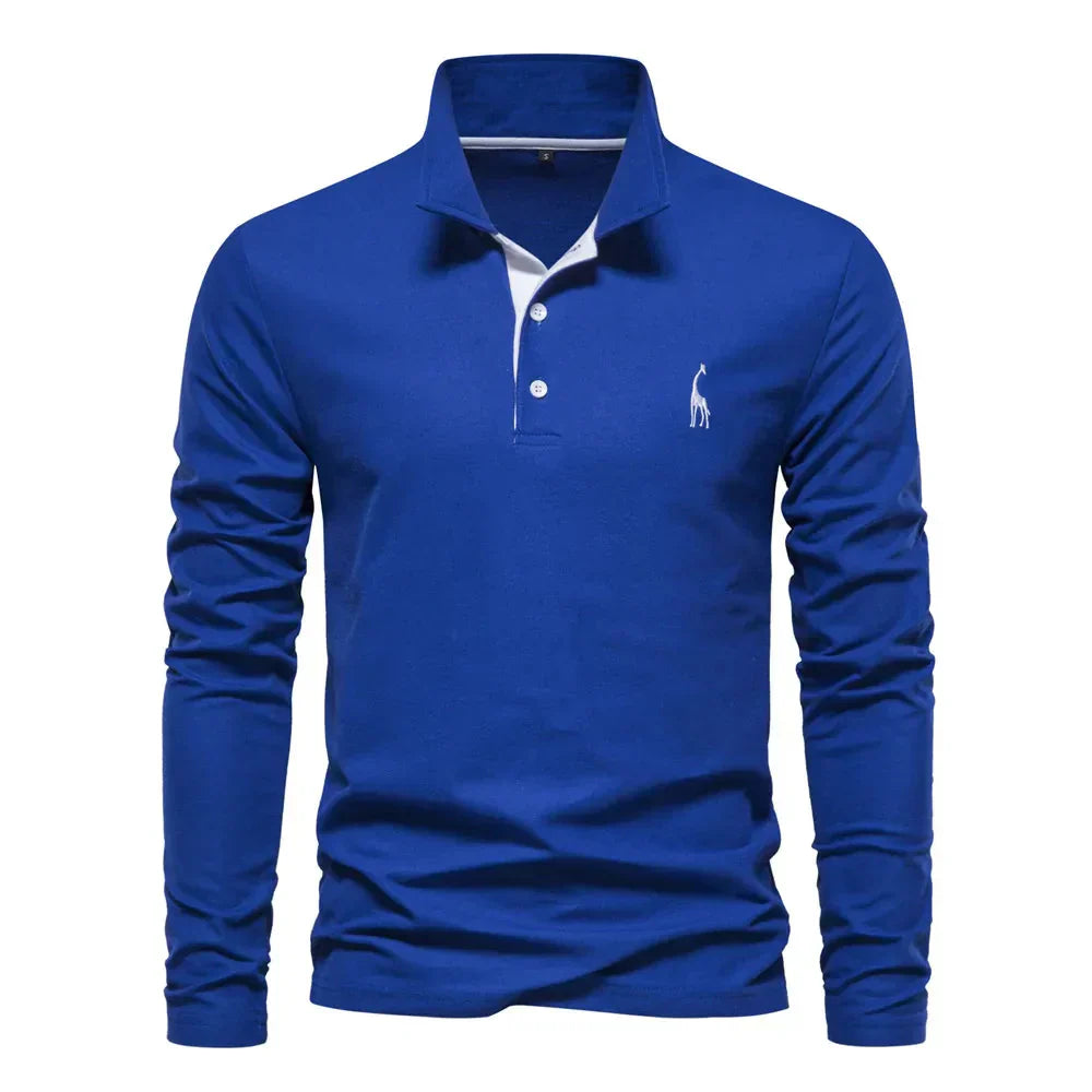 Classic Mens Long Sleeve Polo Shirt Slim Fit