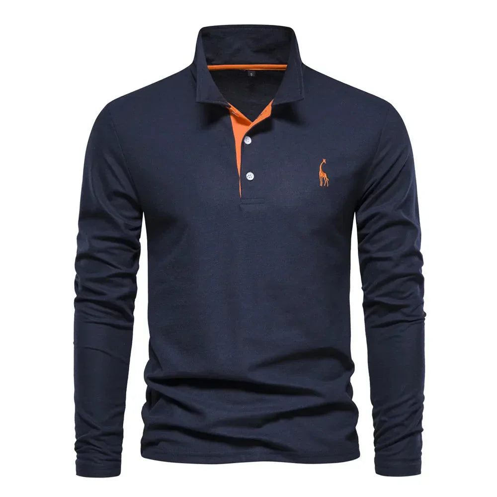 Classic Mens Long Sleeve Polo Shirt Slim Fit