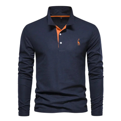 Classic Mens Long Sleeve Polo Shirt Slim Fit