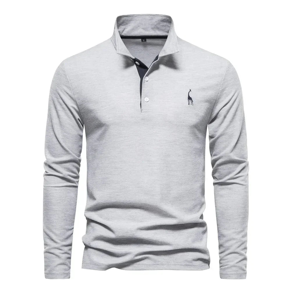 Classic Mens Long Sleeve Polo Shirt Slim Fit