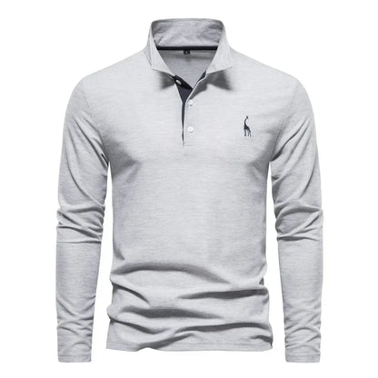 Classic Mens Long Sleeve Polo Shirt Slim Fit