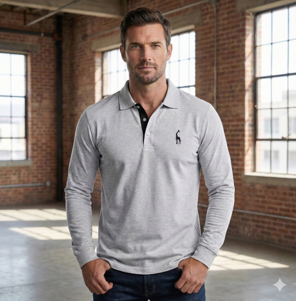 Classic Mens Long Sleeve Polo Shirt Slim Fit