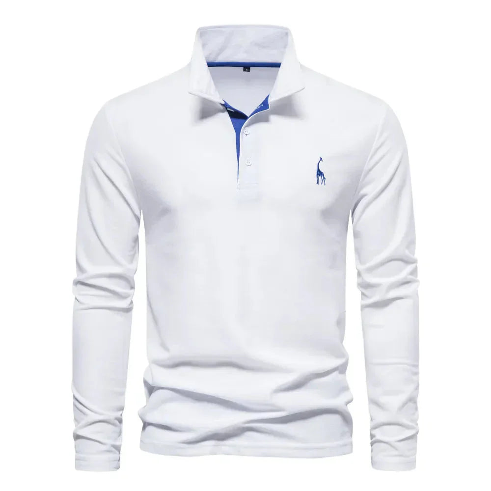 Classic Mens Long Sleeve Polo Shirt Slim Fit