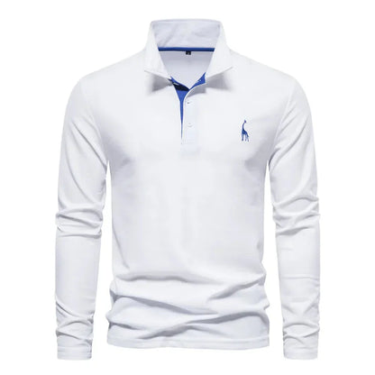 Classic Mens Long Sleeve Polo Shirt Slim Fit