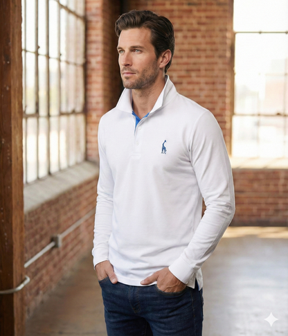 Classic Mens Long Sleeve Polo Shirt Slim Fit