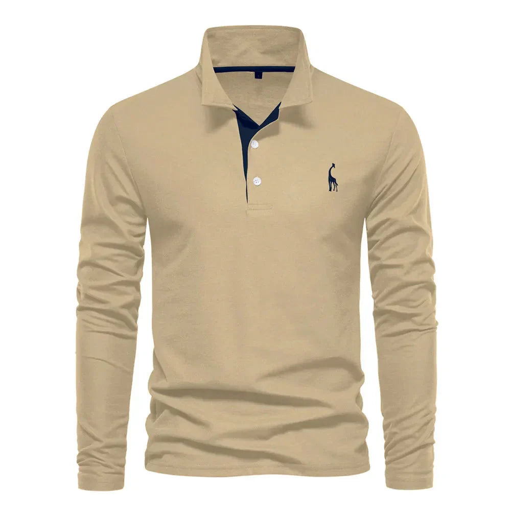 Classic Mens Long Sleeve Polo Shirt Slim Fit