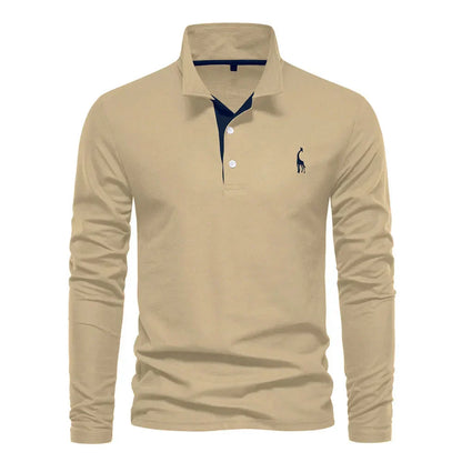 Classic Mens Long Sleeve Polo Shirt Slim Fit