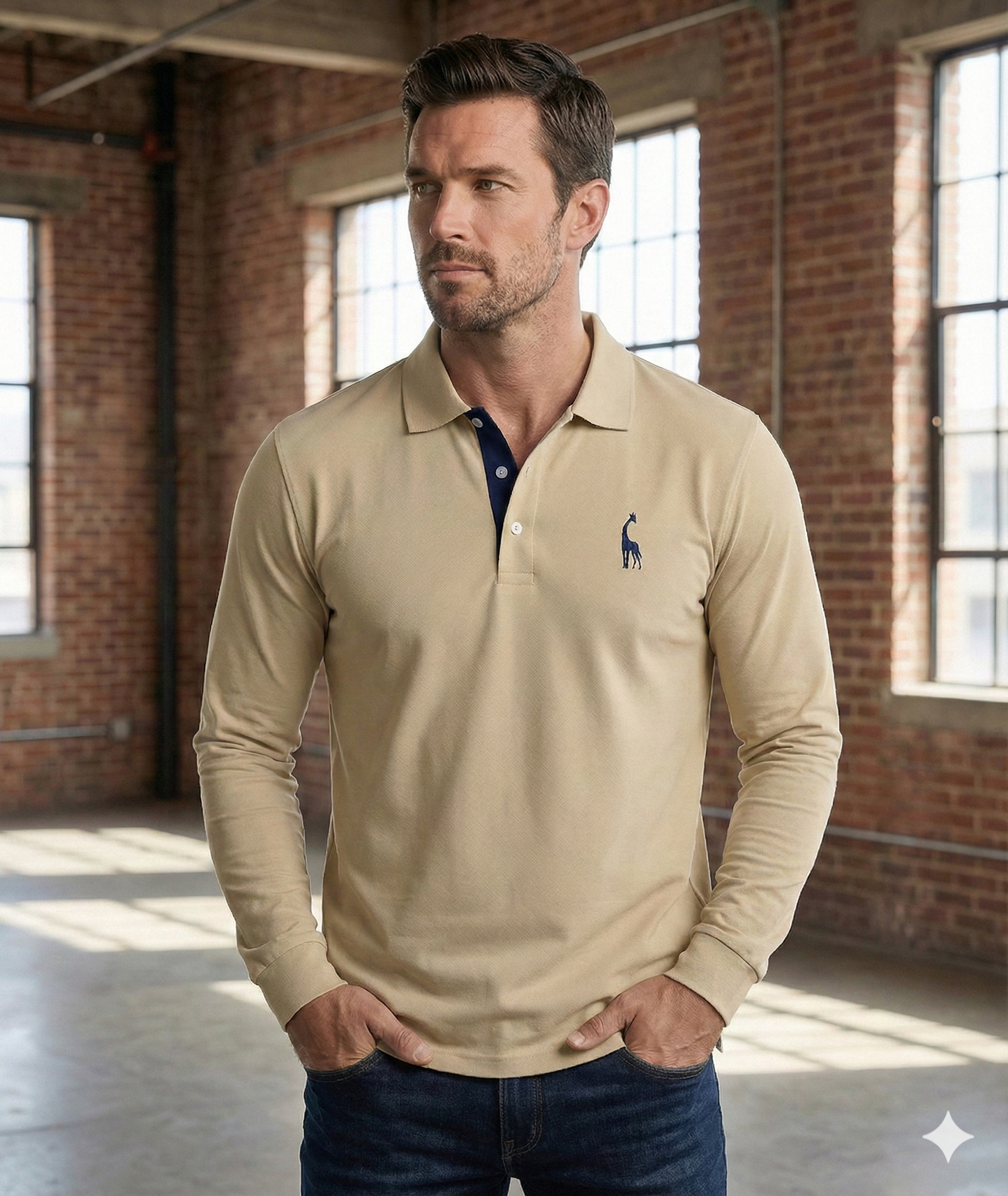 Classic Mens Long Sleeve Polo Shirt Slim Fit