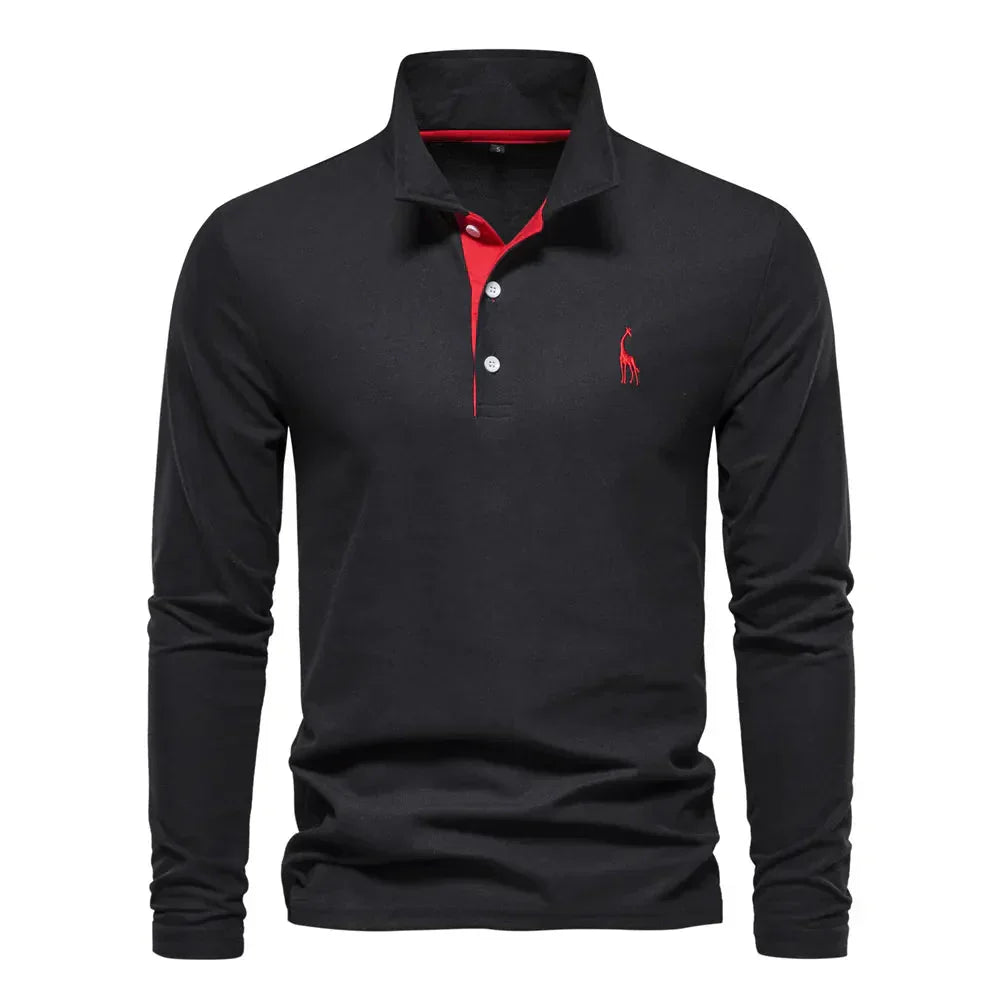 Classic Mens Long Sleeve Polo Shirt Slim Fit - Luxivelle