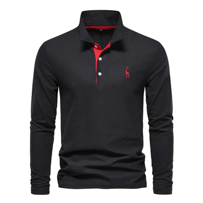 Classic Mens Long Sleeve Polo Shirt Slim Fit - Luxivelle
