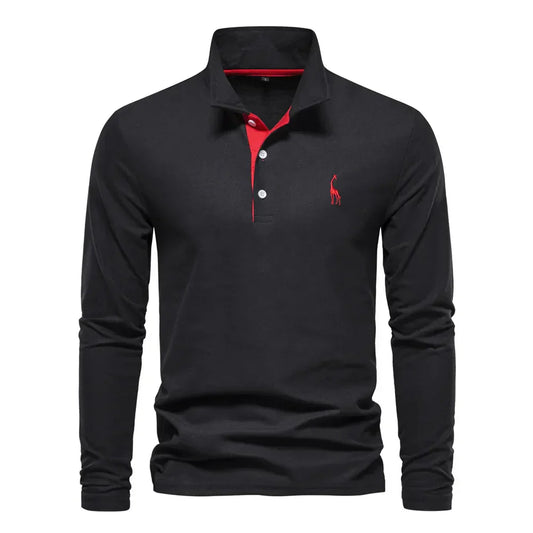 Classic Mens Long Sleeve Polo Shirt Slim Fit - Luxivelle