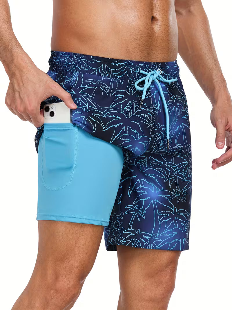 Men's Beach Printed Swim Shorts - Luxivelle