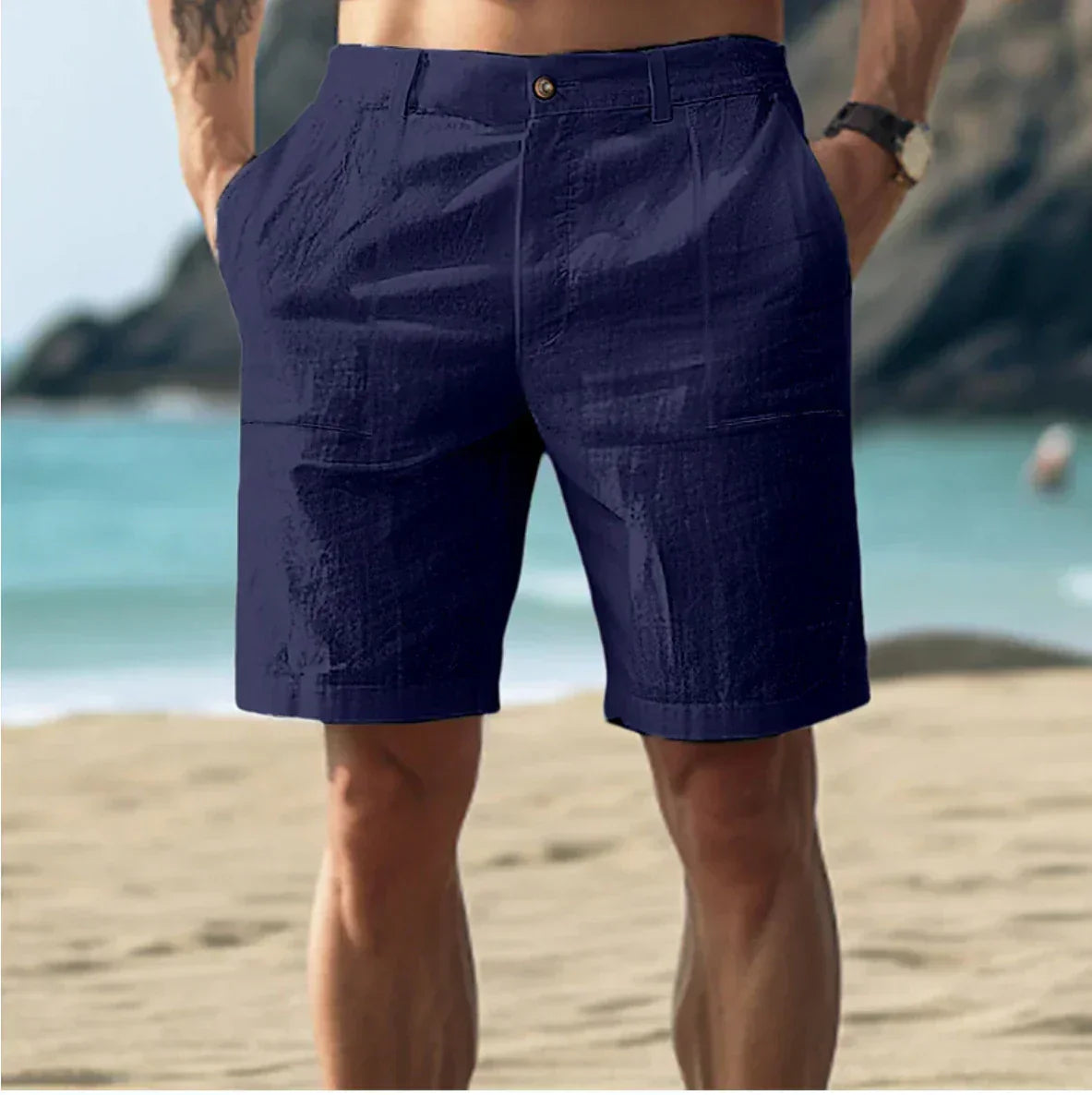 Casual Beach Shorts for Men with Button Fly