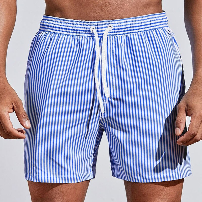 Men's Beach Striped Swim Shorts - Luxivelle
