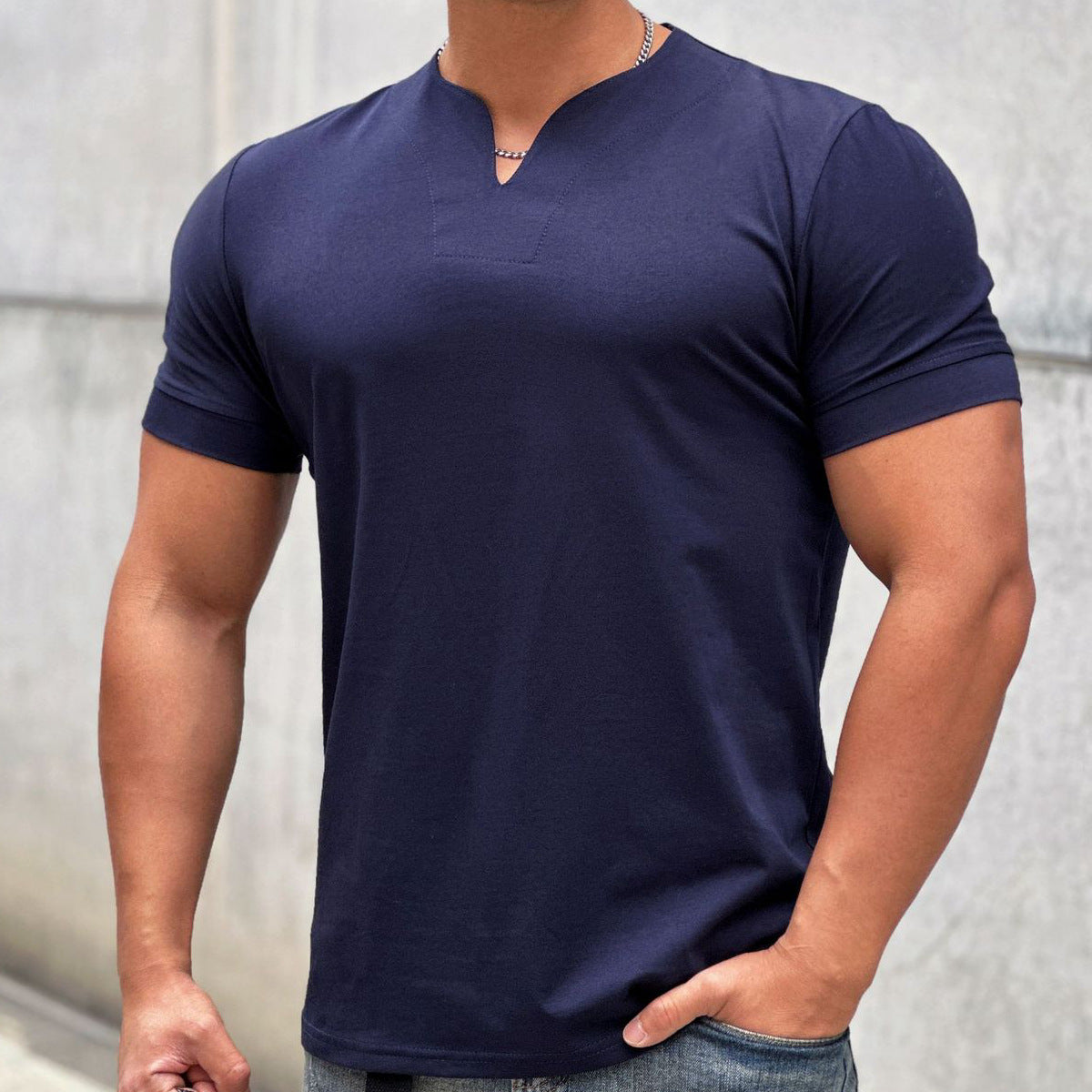 Men's Slim Fit Short Sleeve V Neck Tee