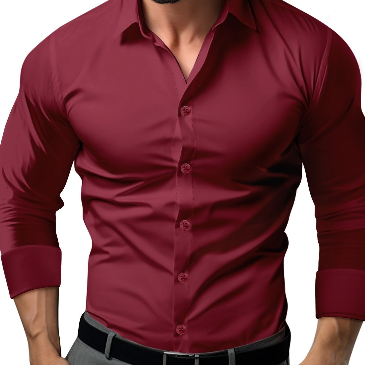 Slim Fit Men's Long Sleeve Button Down Shirt