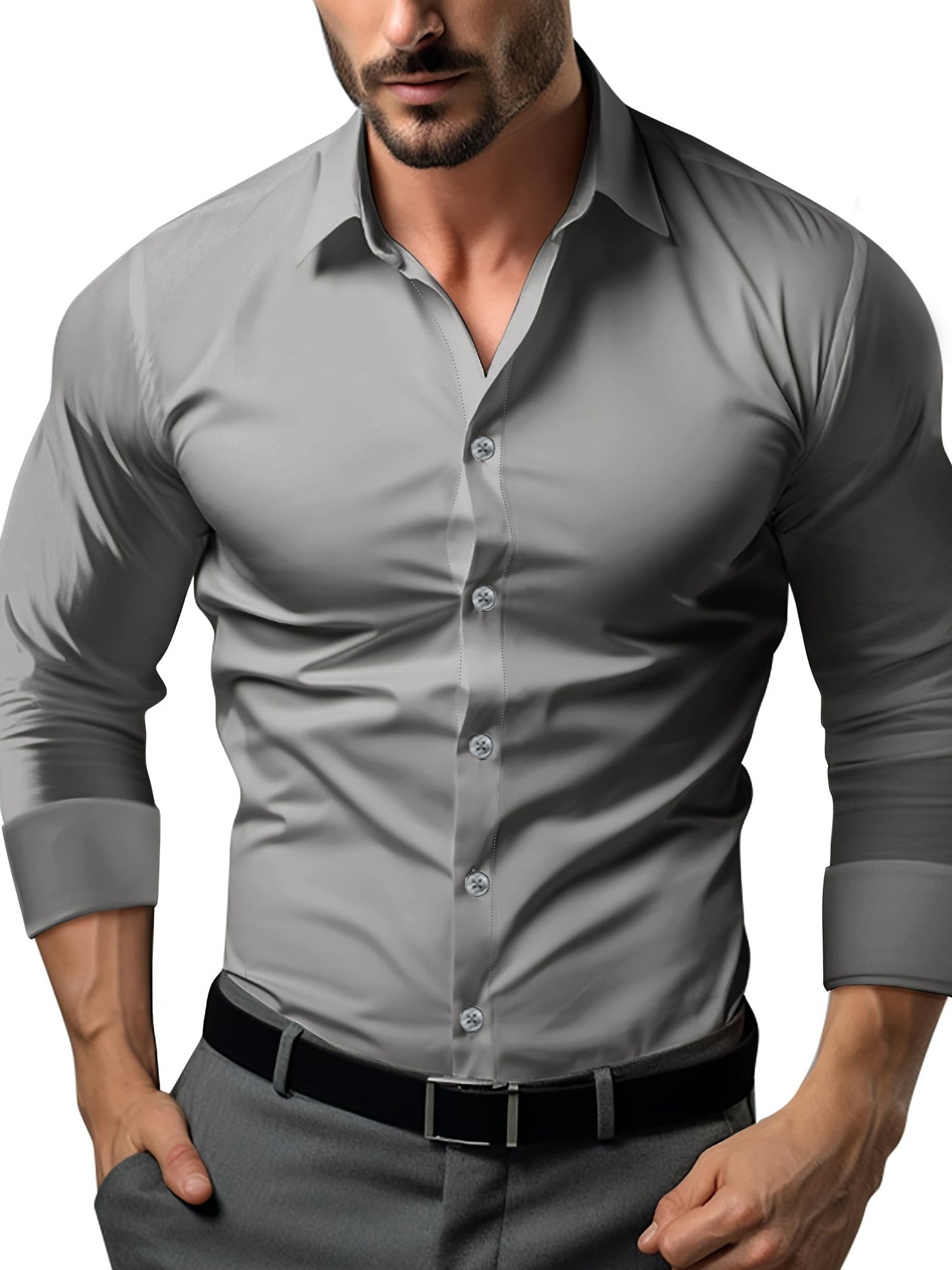 Slim Fit Men's Long Sleeve Button Down Shirt