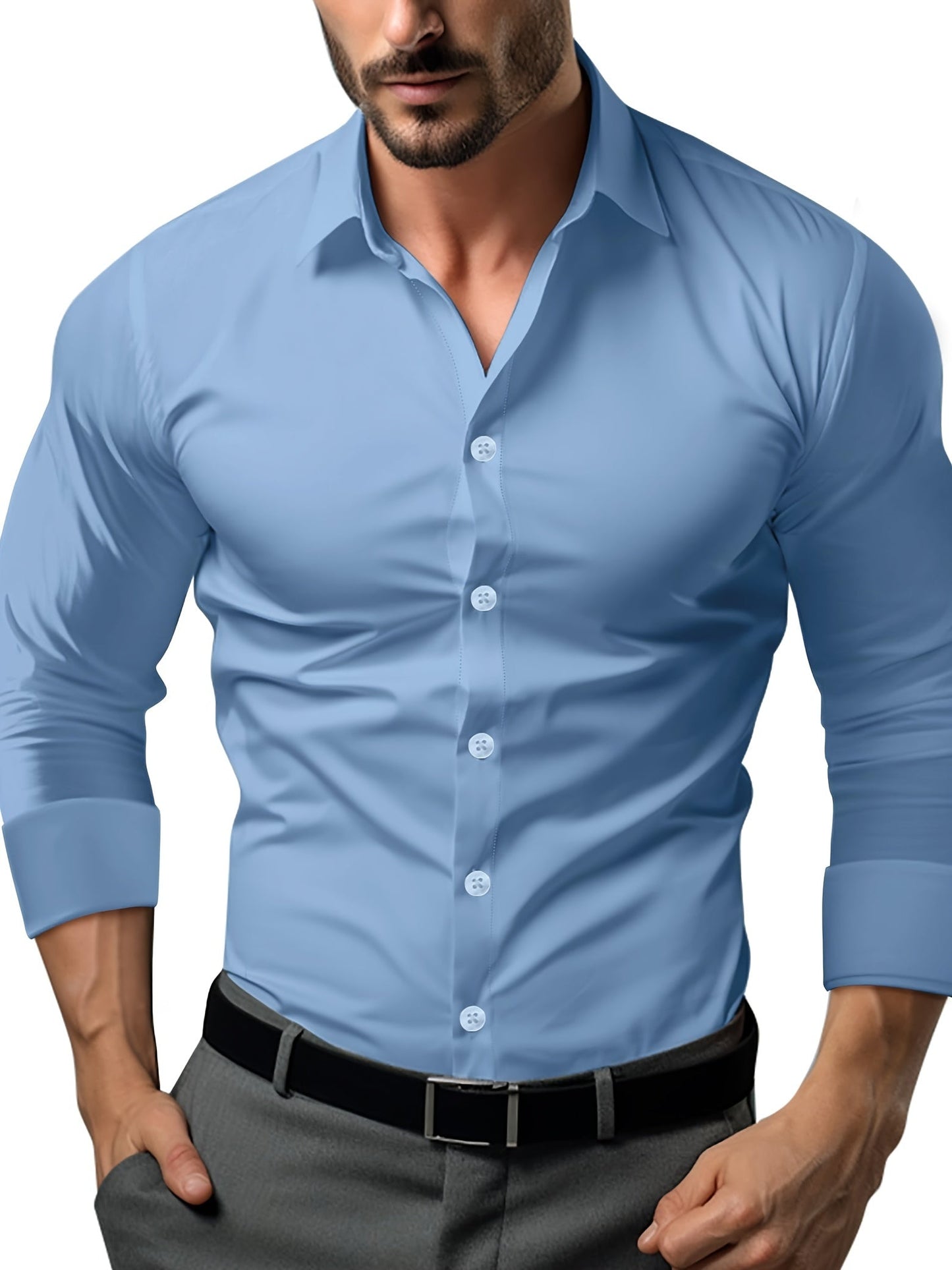 Slim Fit Men's Long Sleeve Button Down Shirt
