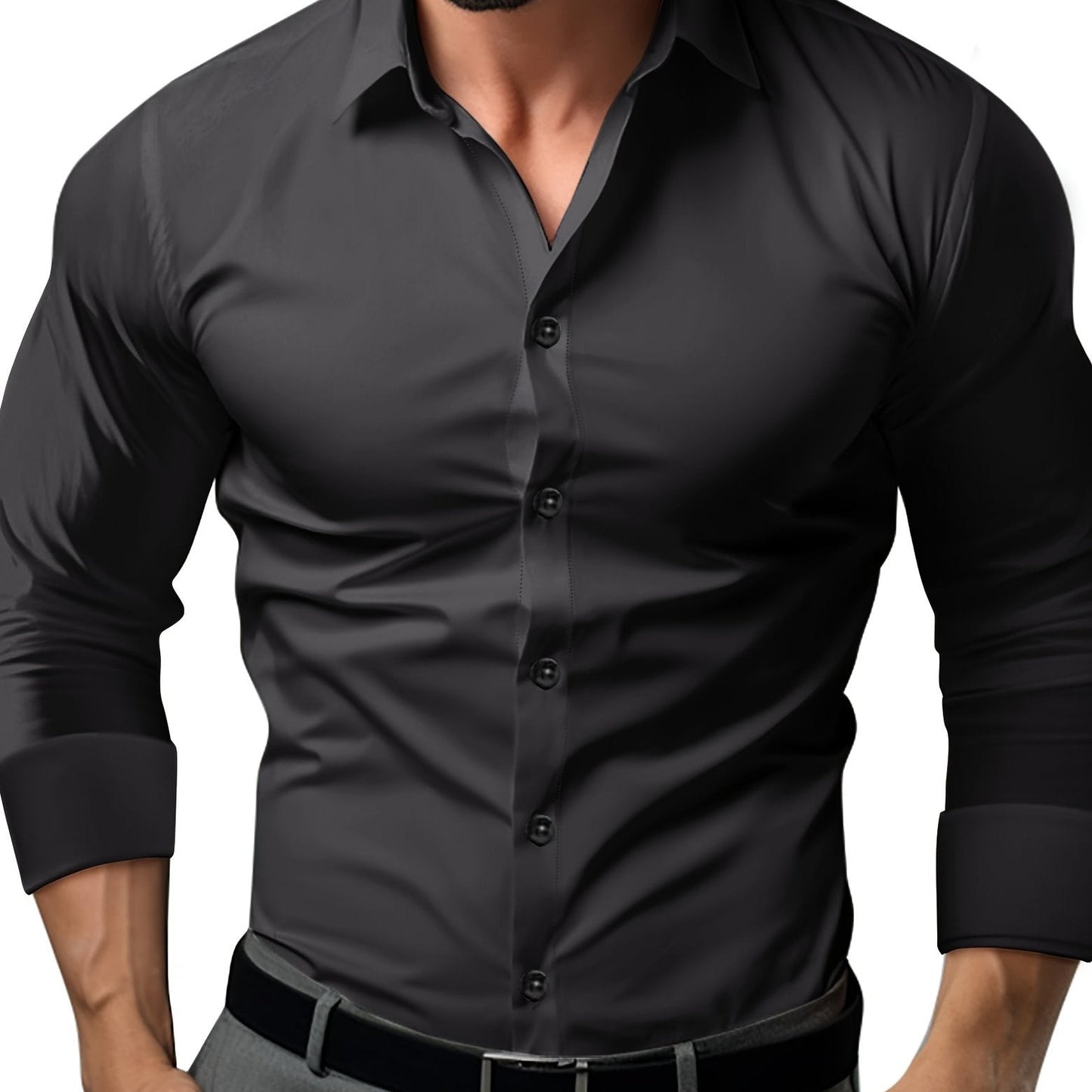 Slim Fit Men's Long Sleeve Button Down Shirt - Luxivelle
