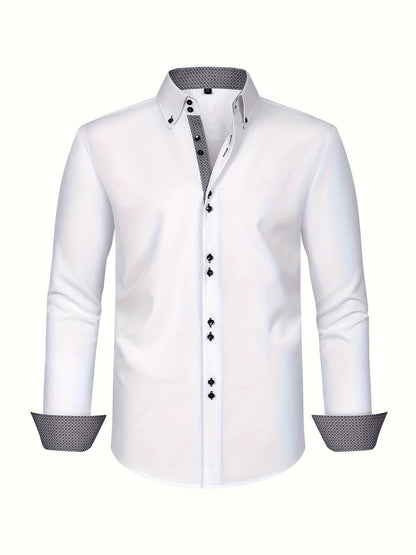 Slim Fit Men's Long Sleeve Dress Shirt - Luxivelle