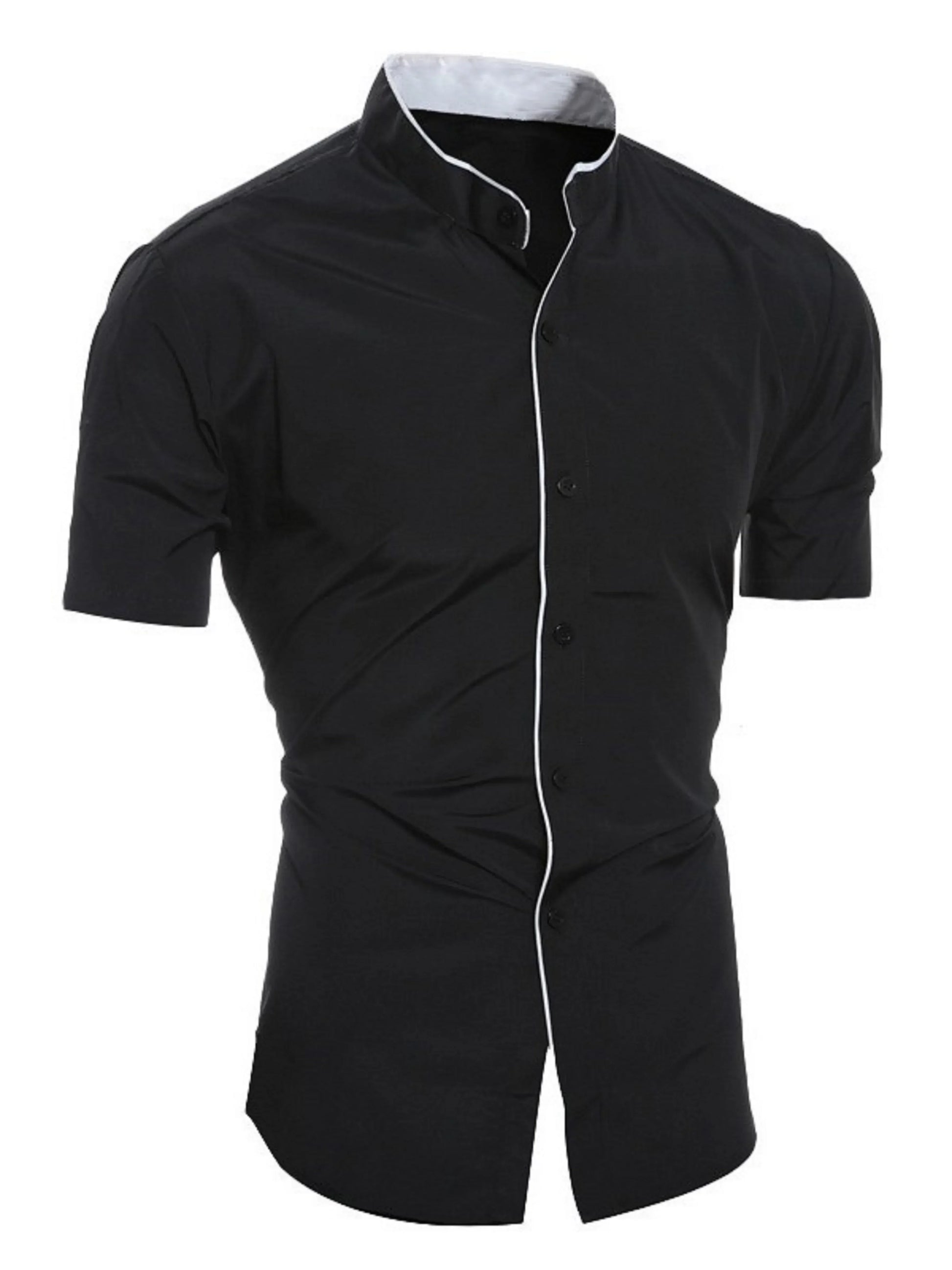 Slim Fit Short Sleeve Button Down Shirt - Luxivelle
