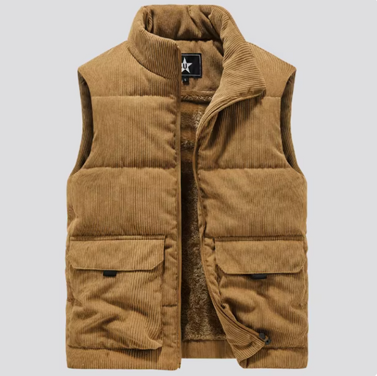 Mens Fur-Lined Curdoroy Gilet Bodywarmer 0