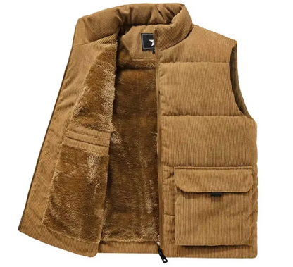 Mens Fur-Lined Curdoroy Gilet Bodywarmer 1