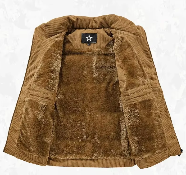 Mens Fur-Lined Curdoroy Gilet Bodywarmer 2