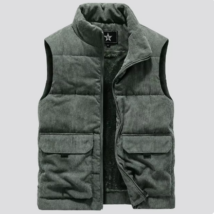 Mens Fur-Lined Curdoroy Gilet Bodywarmer 3