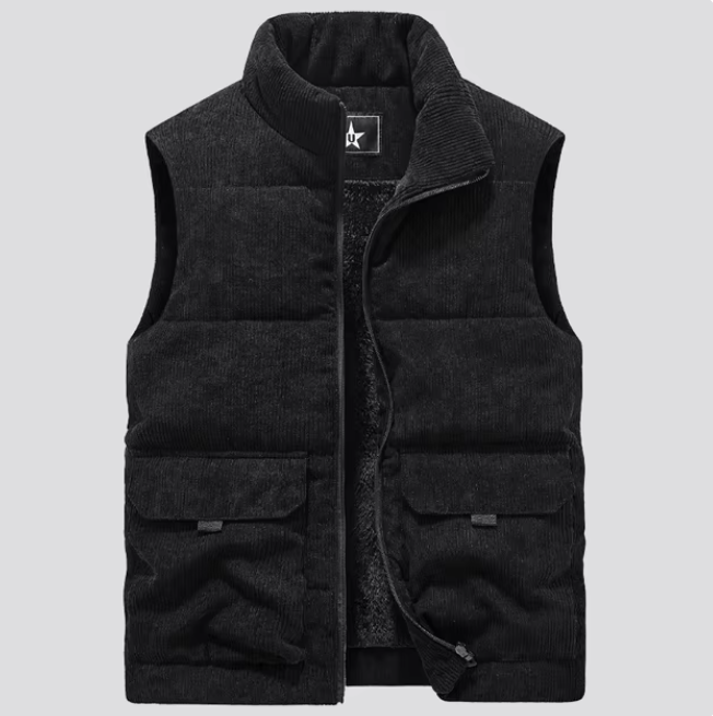 Mens Fur-Lined Curdoroy Gilet Bodywarmer 4