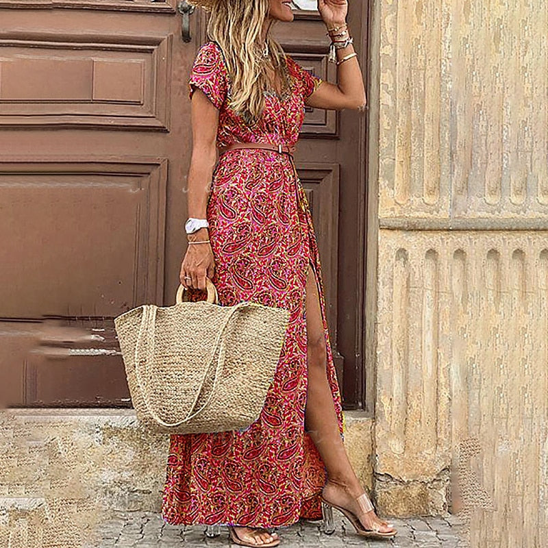 Chic Flowy Maxi Sundress - Luxivelle