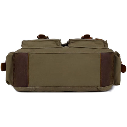 Classic Canvas Crossbody Bag for Men with Brown Leather Trim