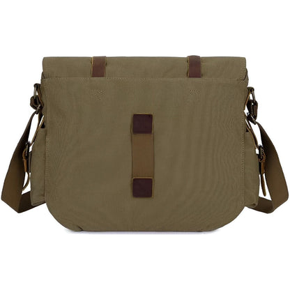Classic Canvas Crossbody Bag for Men with Brown Leather Trim