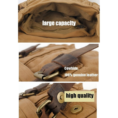 Classic Canvas Crossbody Bag for Men with Brown Leather Trim