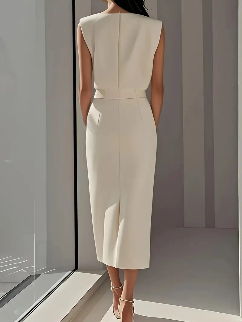 Elegant Knee Length Side Slit Dress