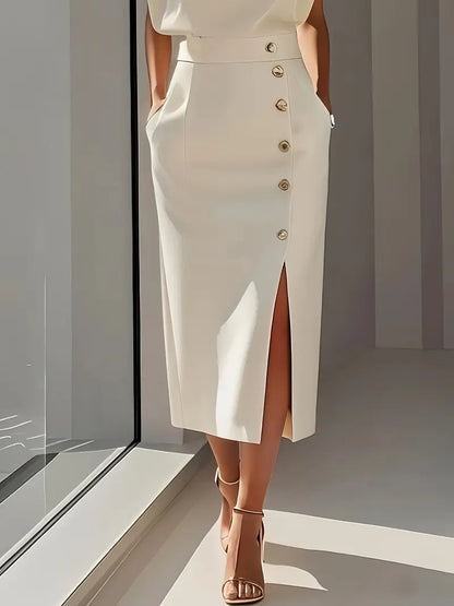 Elegant Knee Length Side Slit Dress