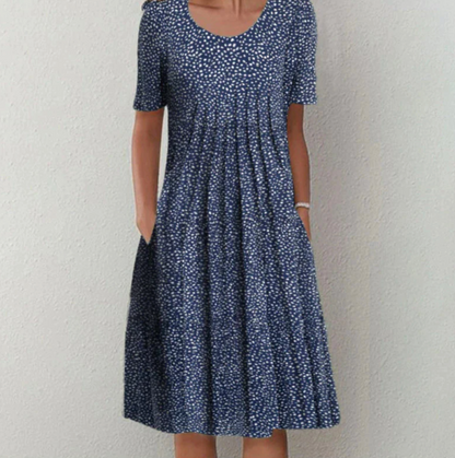 Midi Summer Dress | Playful Print | Comfortable fit | Dark Blue
